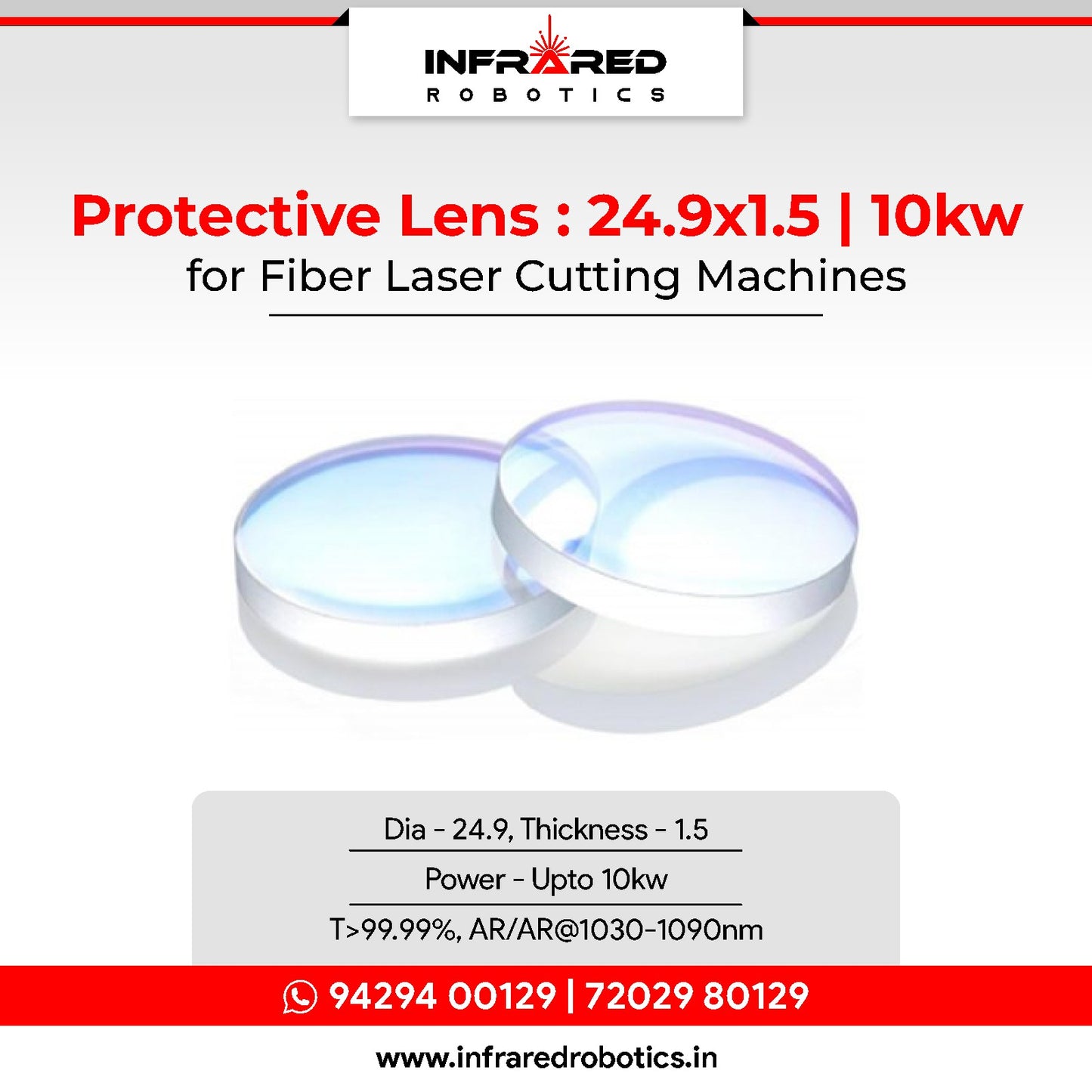 Laser Cutting Protective Window - 24.9x1.5_10kw