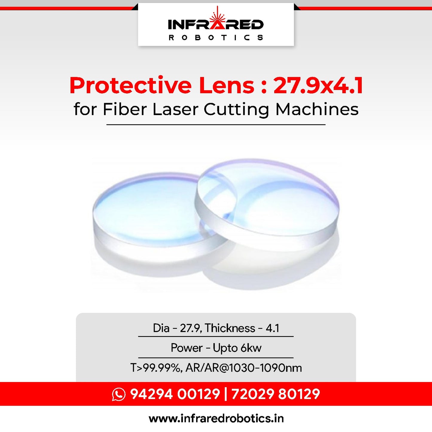 Laser Cutting Protective Window - 27.9x4.1
