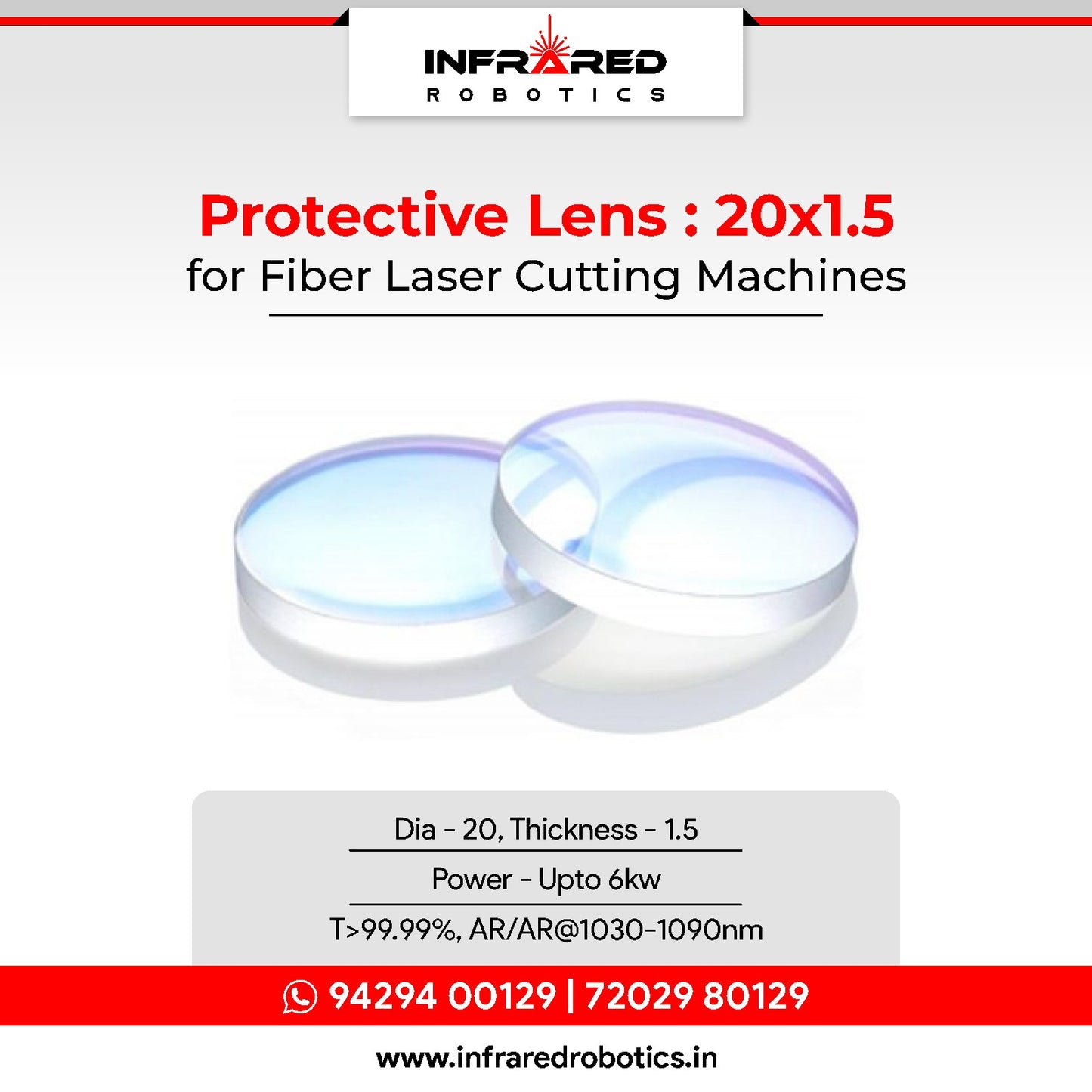 Laser Cutting Protective Window - 20x1.5