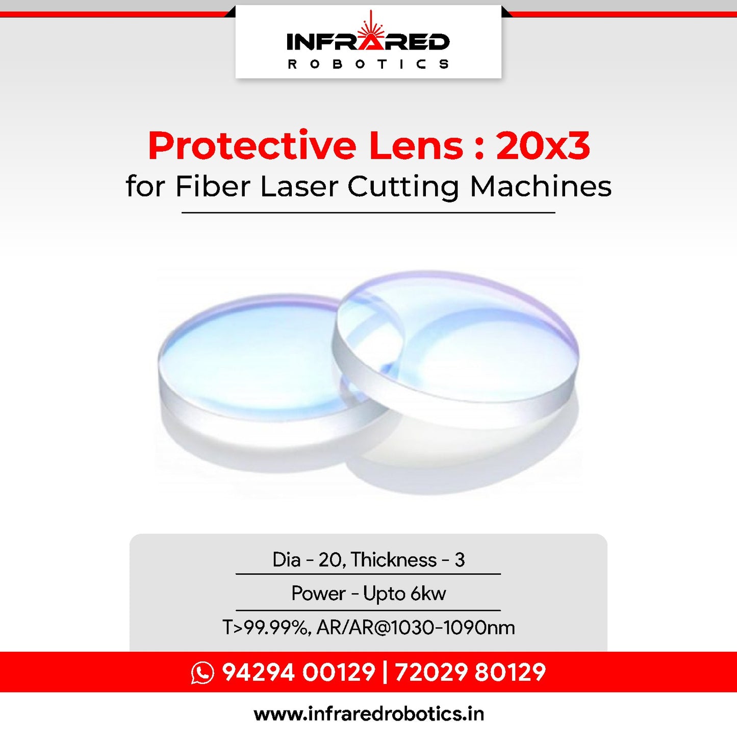 Laser Cutting Protective Window - 20x3