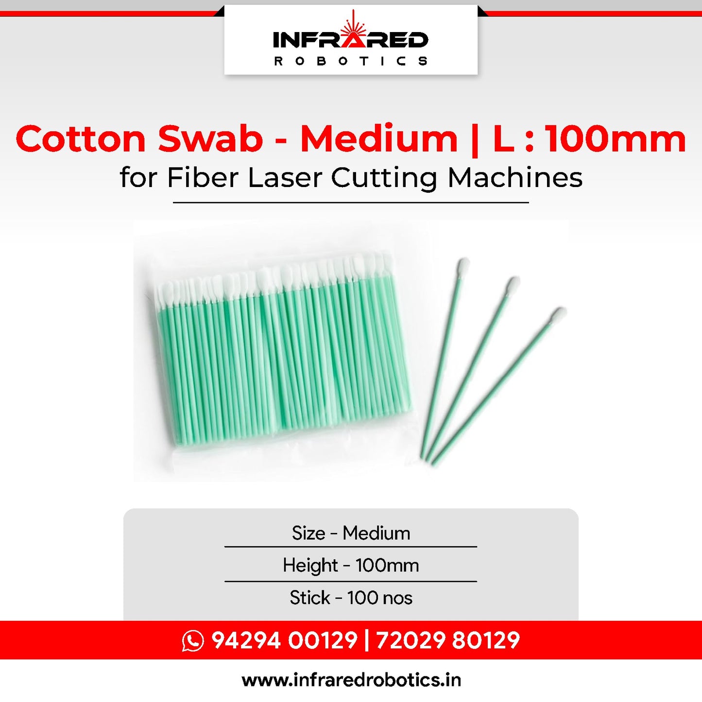 Lens Cleaning Cotton Swab - L 100 - Medium